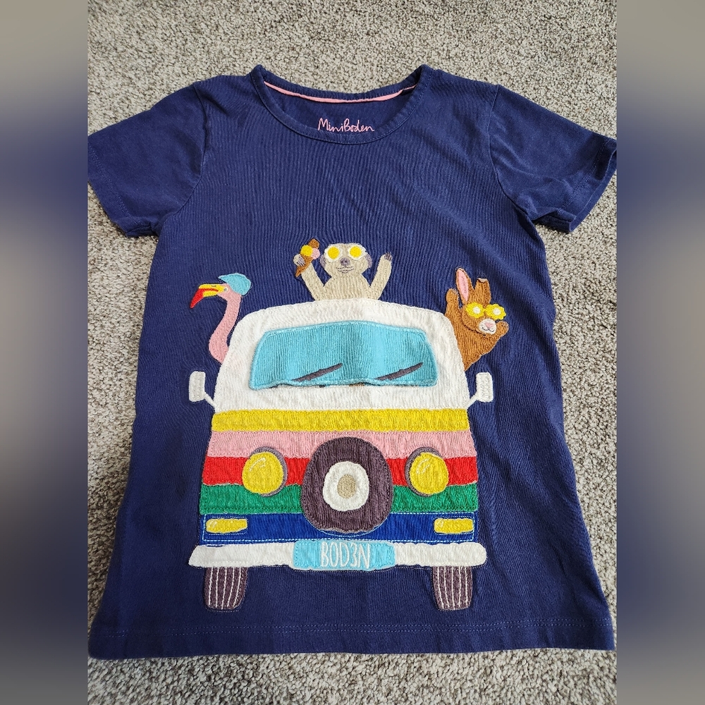 Mini Boden Short Sleeve Flap Appliqué T-shirt Bus